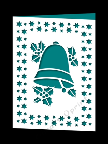 CHRISTMAS BELL AND HOLLY FRAMED CARD