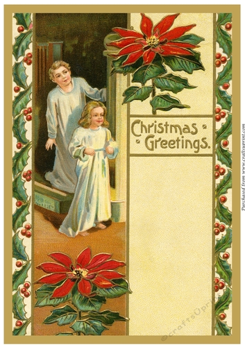 Vintage Children on Christmas Morning A4