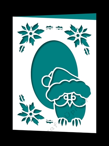 CHRISTMAS OWL OVAL FRAME CARD