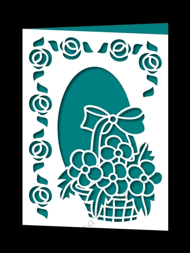 FLOWER BASKET OVAL FRAME CARD 3