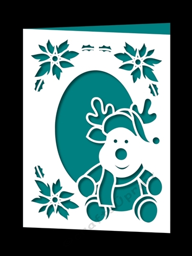 CHRISTMAS REINDEER OVAL FRAME CARD