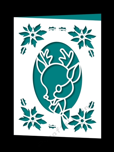 CHRISTMAS REINDEER OVAL FRAME CARD 2