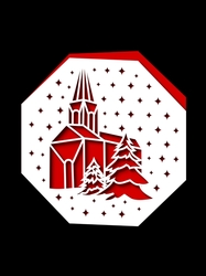 CHRISTMAS CHURCH OCTAGON CARD