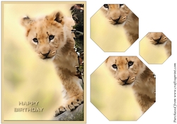 Cute Lion Cub Octagon Pyramid
