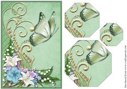 Lily Flowers with Butterfly Octagon Pyramid