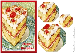 Vintage Strawberry Cake Octagon Pyramid
