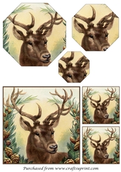 Vintage Christmas Reindeer Octagon Pyramid