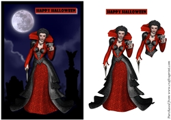 Halloween Vampire Woman 3D Decoupage