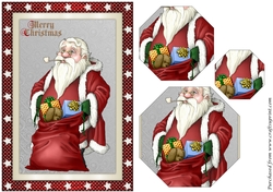 Santa and His Bag Octagon Pyramid