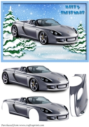 Christmas Sports Car 3D Decoupage
