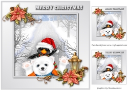 Christmas Penguin and Bear Topper 8x8