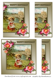 Vintage girl gathering flowers Side Stacker