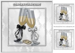 Champagne Flutes and Wedding Rings Topper