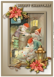 Vintage Christmas Gnomes A4
