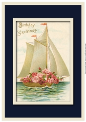 Vintage Birthday Sailing Boat A4
