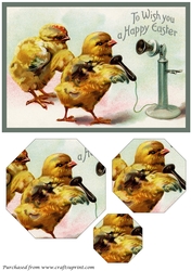 Easter Chickens with Phone Octagon Pyramid