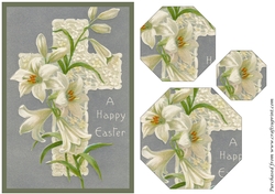 Vintage Easter Lilies with Cross Octagon Pyramid