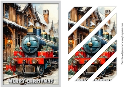 Vintage Christmas Train Oblique Panels