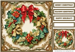 Christmas Wreath Vintage Quick Card