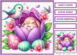 Cute Easter Bunny Taking A Nap 2 Quick Card