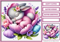 Cute Easter Bunny Taking A Nap 3 Quick Card