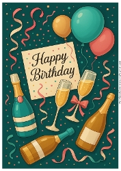 Birthday Celebration With Champagne A4