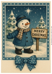 Merry Snowman Christmas A4