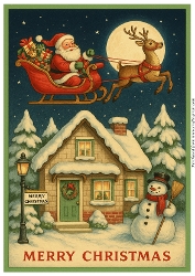 Christmas Santa Sleigh A4