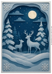 Christmas Deer Under the Moonlight A4