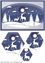 Christmas Deer Landscape Hexagon Pyramid