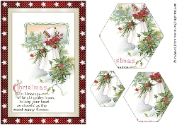 Vintage Christmas Girl with Flowers Hexagon Pyramid