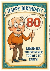 Funny Male Birthday Card A4 – 80th