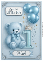 Birthday Age Card A4 – 1 – Baby Boy Noah
