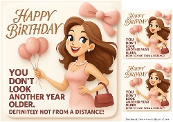 Funny Female Birthday Quick Card 3