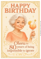 DD FUNNY FEMALE BIRTHDAY 80TH A4 4
