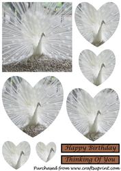 White Peacock Heart Shaped Pyramid