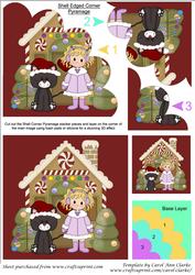 Christmas Girl and Cat Shell Edged Corner Stacker