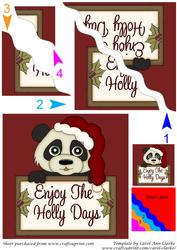 Cute Panda and Christmas Sign Square Wavy Corner Stacker 1