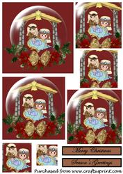 Christmas Nativity Snow Globe Square Pyramid