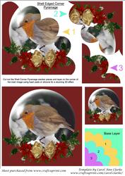 Christmas Robin Snow Globe Shell Edged Corner Stacker