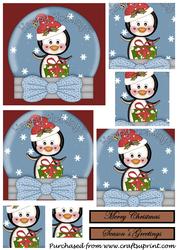 Christmas Penguin Snow Globe Square Pyramid 1