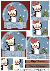 Christmas Penguin Snow Globe Square Pyramid 4