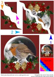 Christmas Robin Snow Globe Square Wavy Corner Stacker