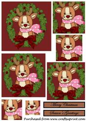 Christmas Reindeer Wreath Square Pyramid 1