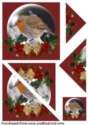 Christmas Robin Snow Globe Triangle Corner Stacker