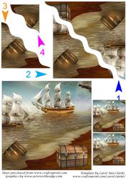 Pirate Ship Square Wavy Corner Stacker