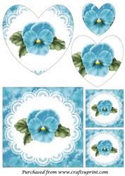 Blue Pansy Flower Heart Shaped Pyramid