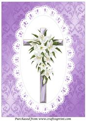 Easter Lily Enamel Cross A4