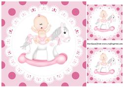 Baby Girl Rocking Horse Topper