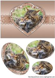 Scottish Wildcat with Her Kitten Oval Pyramid